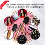 Buy Majestique Paddle Detangling, Oval, and Round Hair Brush Set with Soft Nylon Bristles for Blow Drying and Straightened look - 3Pcs/Gold - Purplle