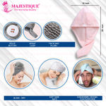 Buy Majestique Microfiber Hair Wrap Towel for Curly, Long, and Thick Hair | Absorbent Quick Dry Hair Turban - Color May Vary - Purplle