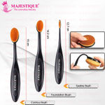 Buy Majestique 3Pcs Makeup Brush Set | Contour, Foundation Brush and Eye Brow Brush | Soft, Synthetic Bristles - Purplle