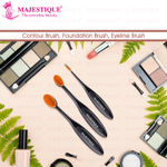 Buy Majestique 3Pcs Makeup Brush Set | Contour, Foundation Brush and Eye Brow Brush | Soft, Synthetic Bristles - Purplle