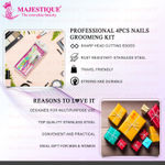 Buy Majestique 4Pcs Nail Care Set - Nail Filer, Nail Cutter and Brush for Manicure & Pedicure - Multicolor - Purplle