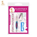 Buy Majestique 4Pcs Nail Care Set - Nail Filer, Nail Cutter and Brush for Manicure & Pedicure - Multicolor - Purplle