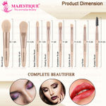 Buy Majestique Luxe Makeup Brush Set | Dense, High-quality Synthetic Hair | Face and Eye Makeup Brush | Lightweight with Carry Pouch - 8Pcs/Multicolor - Purplle