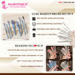 Buy Majestique Luxe Makeup Brush Set | Dense, High-quality Synthetic Hair | Face and Eye Makeup Brush | Lightweight with Carry Pouch - 8Pcs/Multicolor - Purplle
