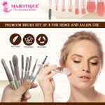 Buy Majestique Luxe Makeup Brush Set | Dense, High-quality Synthetic Hair | Face and Eye Makeup Brush | Lightweight with Carry Pouch - 8Pcs/Multicolor - Purplle