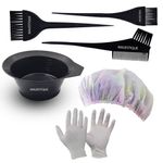 Buy Majestique 6-Piece Hair Dye Brush Coloring Kit with Brush, Tinting Bowl, Coloring Cape, and Gloves for Hair Dyeing and Bleaching - Purplle