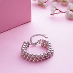 Buy Estele Women Silver-Toned Purple Pearls Handcrafted Silver-Plated Link Bracelet - Purplle