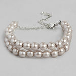 Buy Estele Women Silver-Toned Purple Pearls Handcrafted Silver-Plated Link Bracelet - Purplle
