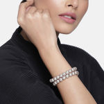 Buy Estele Women Silver-Toned Purple Pearls Handcrafted Silver-Plated Link Bracelet - Purplle