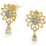 Buy Estele Gold-Toned White Contemporary Drop Earrings - Purplle