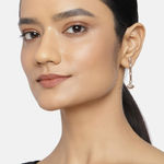 Buy Estele Rose Gold White Contemporary Drop Earrings - Purplle