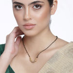 Buy Estele Women Gold Plated CZ Floret Wave Shaped Mangalsutra Necklace Set - Purplle