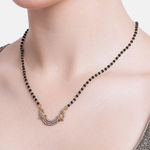 Buy Estele Women Gold Plated CZ Floret Wave Shaped Mangalsutra Necklace Set - Purplle