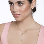 Buy Estele Women Gold Plated Pearl Drop Chain Necklace Set - Purplle