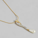 Buy Estele Women Gold Plated Pearl Drop Chain Necklace Set - Purplle