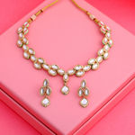 Buy Estele Gold Plated Traditional Kundan Sparkling Leaf Necklace Set for Women - Purplle