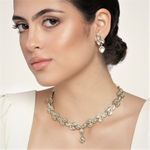 Buy Estele Gold Plated Traditional Kundan Sparkling Leaf Necklace Set for Women - Purplle
