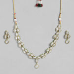 Buy Estele Gold Plated Traditional Kundan Sparkling Leaf Necklace Set for Women - Purplle