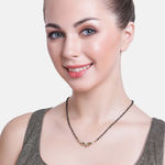 Buy Estele Women Gold Rhodium Plated Black Leaflet Textured Mangalsutra Necklace - Purplle