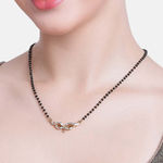 Buy Estele Women Gold Rhodium Plated Black Leaflet Textured Mangalsutra Necklace - Purplle