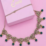 Buy Estele Gold Plated Antique Peacock Designer Choker Necklace Set with Pearl for Women - Purplle
