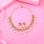 Buy Estele Gold Plated Antique Divine Ganesh Choker Necklace Set with Glowing Pearls for Women - Purplle