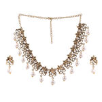 Buy Estele Gold Plated Antique Divine Ganesh Choker Necklace Set with Glowing Pearls for Women - Purplle