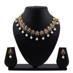 Buy Estele Gold Plated Antique Divine Ganesh Choker Necklace Set with Glowing Pearls for Women - Purplle