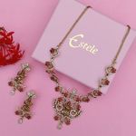 Buy Estele Gold Plated Antique Shimmering Laxmi Drop Jewellery Necklace Set for Women - Purplle
