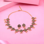 Buy Estele Gold Plated Antique Traditional Choker Necklace Set with Pearls for Women - Purplle