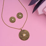 Buy Estele Gold Plated Sphere Shaped Pendant Set with Pearl for Women - Purplle