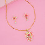 Buy Estele Gold Plated CZ Blossom Designer Pendant Set for Women - Purplle