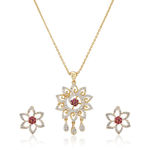 Buy Estele Gold Plated CZ Blossom Designer Pendant Set for Women - Purplle