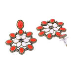 Buy Estele Gold Plated Oxidised Red Flower Fancy Stylish Hanging Earrings for Women - Purplle