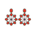 Buy Estele Gold Plated Oxidised Red Flower Fancy Stylish Hanging Earrings for Women - Purplle