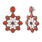 Buy Estele Gold Plated Oxidised Red Flower Fancy Stylish Hanging Earrings for Women - Purplle