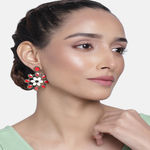 Buy Estele Gold Plated Oxidised Red Flower Fancy Stylish Hanging Earrings for Women - Purplle