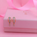 Buy Estele Gold Plated CZ Oval Shaped Earrings for Women - Purplle