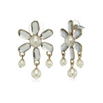 Buy Estele Gold Plated Flower Pearl Drop Stud Earrings for Women - Purplle