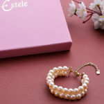 Buy Estele Gold Plated Sterlling 2 Line Pearl Bracelet for Women - Purplle