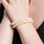 Buy Estele Gold Plated Sterlling 2 Line Pearl Bracelet for Women - Purplle