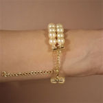 Buy Estele Gold Plated Sterlling 2 Line Pearl Bracelet for Women - Purplle