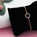 Buy Estele Rose Gold Plated Crystal Ring Link Bracelet for women - Purplle