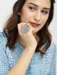 Buy Fida Ethnic Oxidised Silver-Toned Finger Ring for Women - Purplle