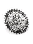 Buy Fida Ethnic Oxidised Silver-Toned Flower Finger Ring for Women - Purplle