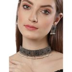 Buy PUJVI Alloy Seven Square Black oxidised Choker Necklace set - Purplle