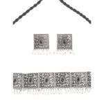 Buy PUJVI Alloy Seven Square Black oxidised Choker Necklace set - Purplle