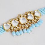 Buy Accessher Gold tone Kundan Choker Jewellery set embellished with turquoise blue beads and pearls for women and girls - Purplle