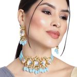 Buy Accessher Gold tone Kundan Choker Jewellery set embellished with turquoise blue beads and pearls for women and girls - Purplle
