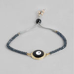 Buy Blueberry Blueberry Women Black Gold-Plated Evil Eye Enamelled Studded Beaded Bracelet - Purplle